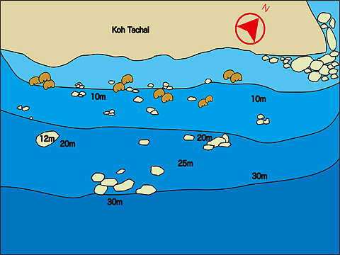 コタチャイ（タチャイ島）／タチャイリーフの水中ポイントマップ